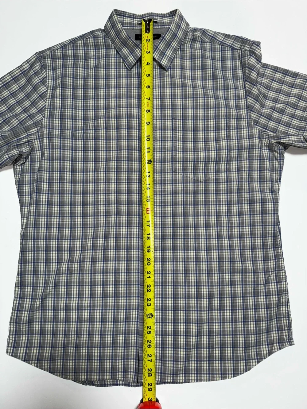 Banana Republic Men’s Plaid Button-Up Shirt, Short Sleeve, Point Collar, L
